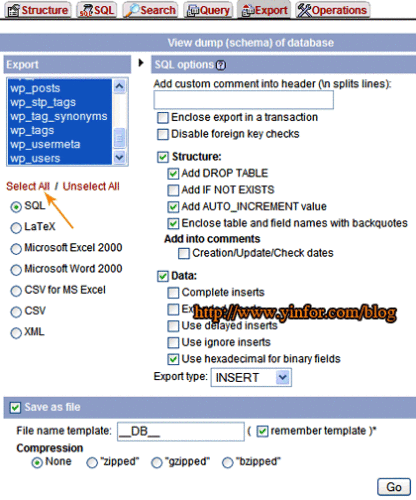 export-database