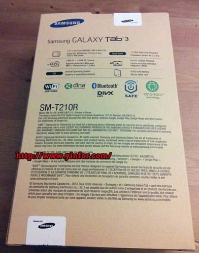 Samsung Galaxy Tab 3 box back