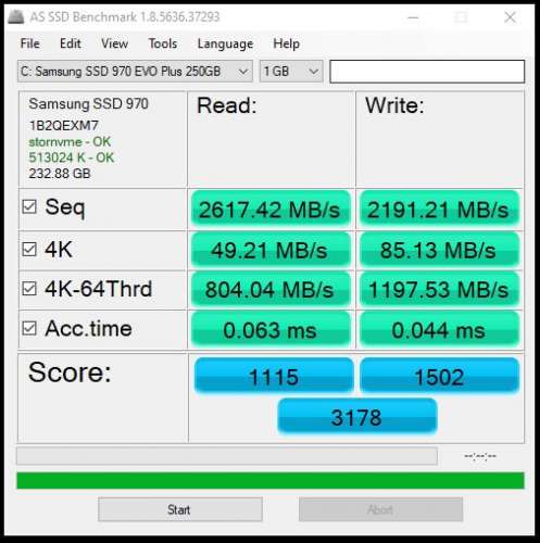AS SSD Benchmark Test on Samsung EVO Plus NVMe M.2 SSD David Yin's Blog