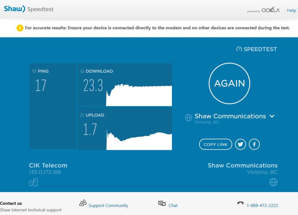 Speed test with Shaw Speedtest David Yin's Blog