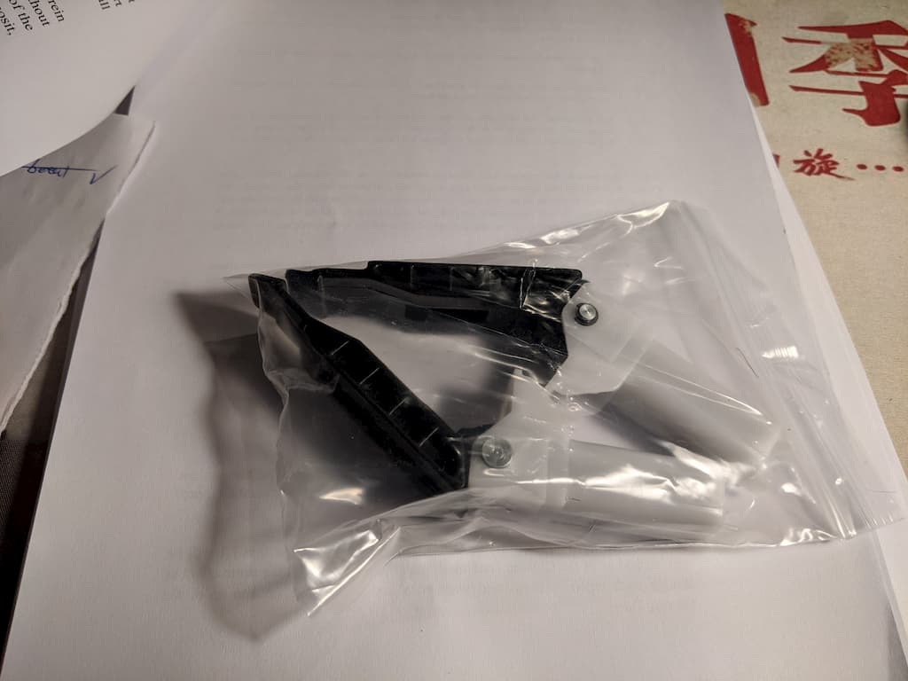 The parts received in a plastic bag.