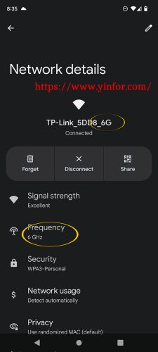 Wi-Fi 6E Pixel 6a connection