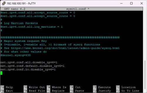 Terminal window, sysctl.conf