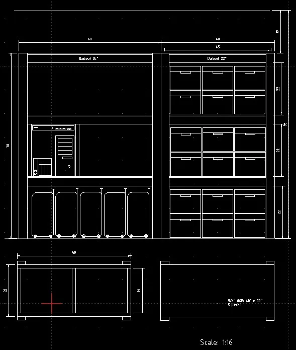 2x4 shelves CAD