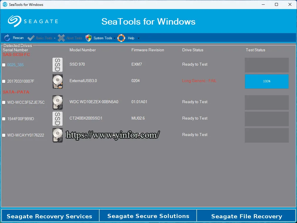 SeaTools Long Generic Test Fail