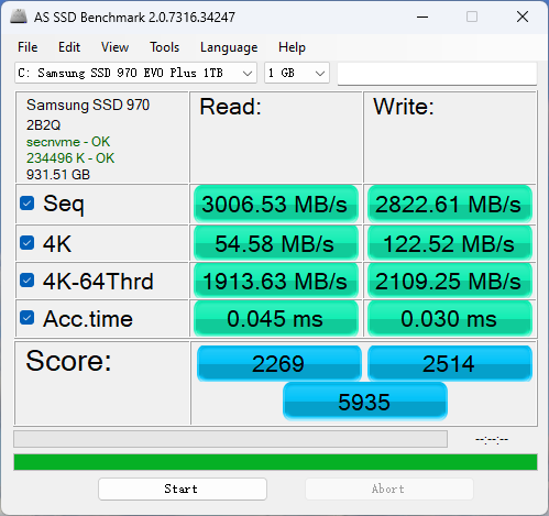 AS SSD test result